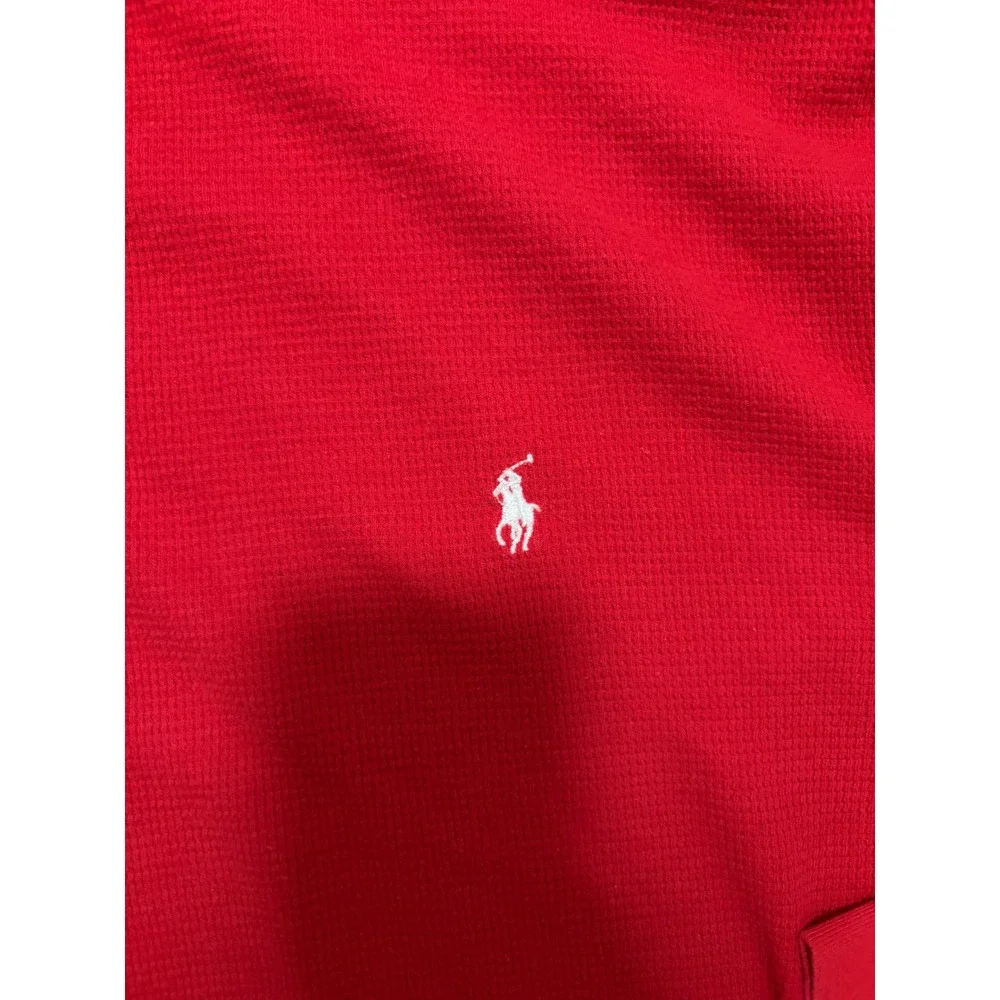Polo Ralph Lauren Mens XL Red Waffle Knit Thermal Long Sleeve Crewneck Shirt
